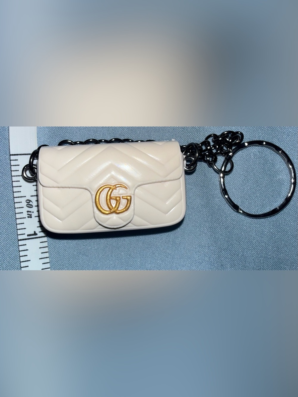 Luxury Style Mini Handbag Keychain White Purse Charm Gift Box - Picture 6 of 6